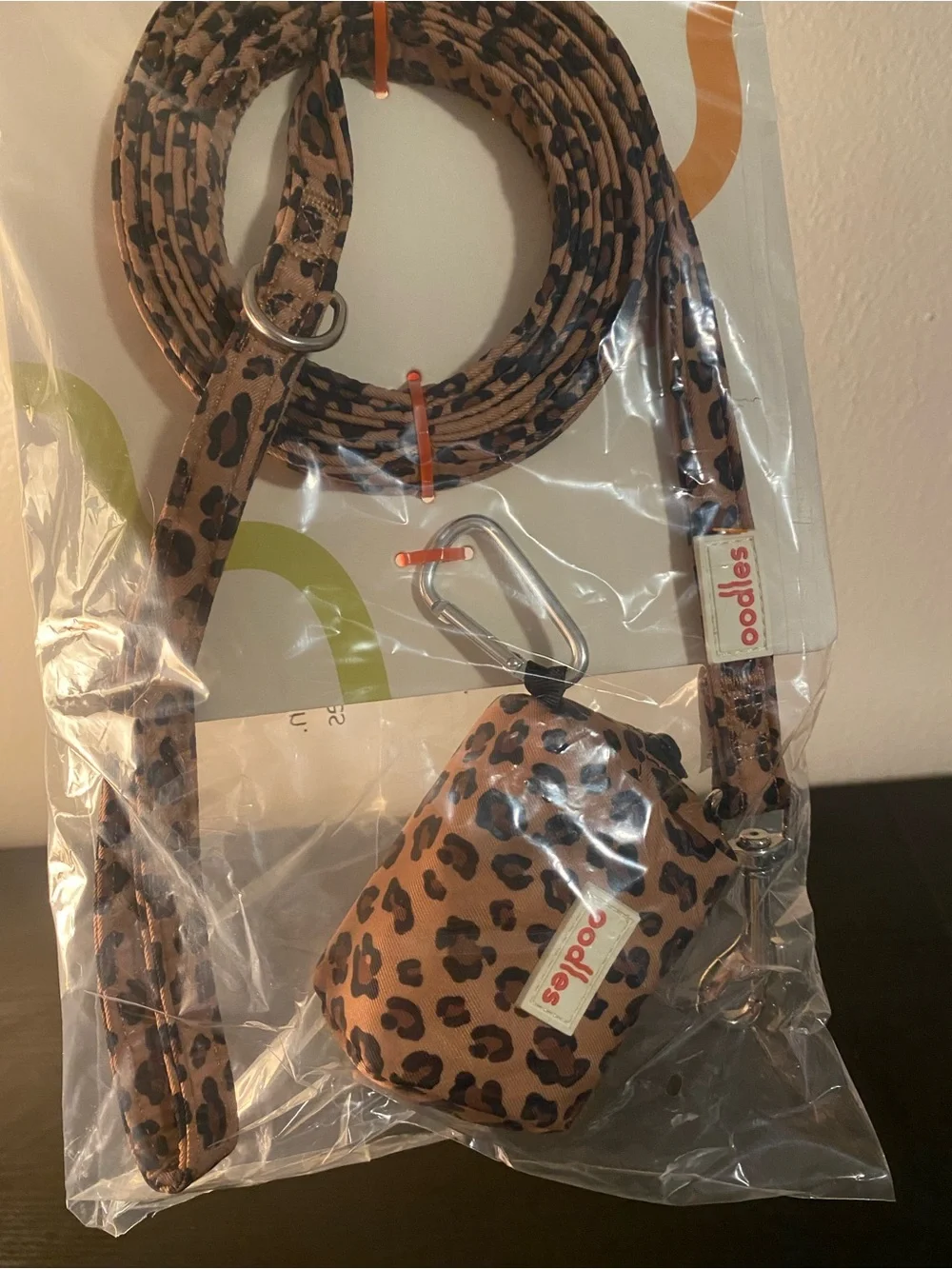 Oodles Multi-Colored Leopard Print Dog Walking 3 Piece Set Small
